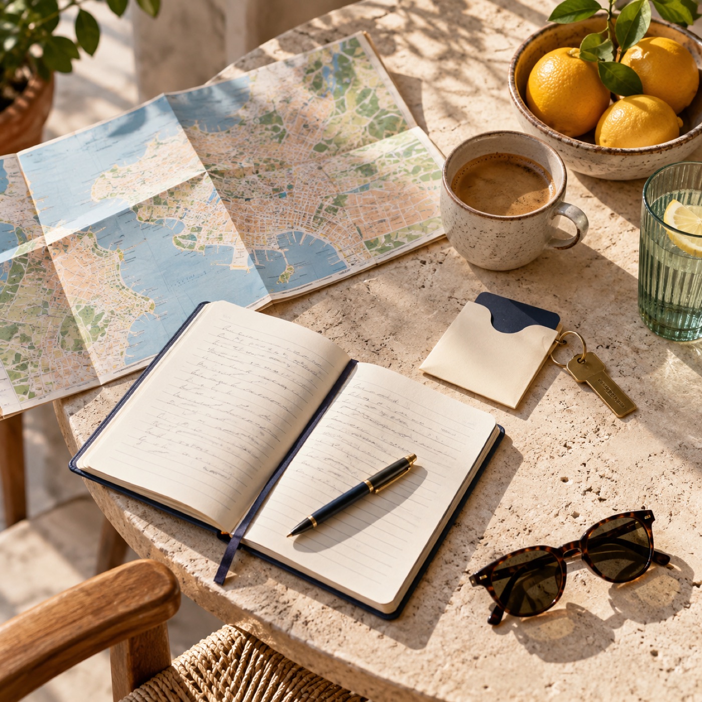 Illustrative travel planning scene for a Florida holiday